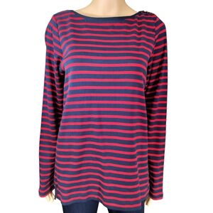 Tommy Hilfiger Blue and Red Long Sleeve Boxy Tee Size M